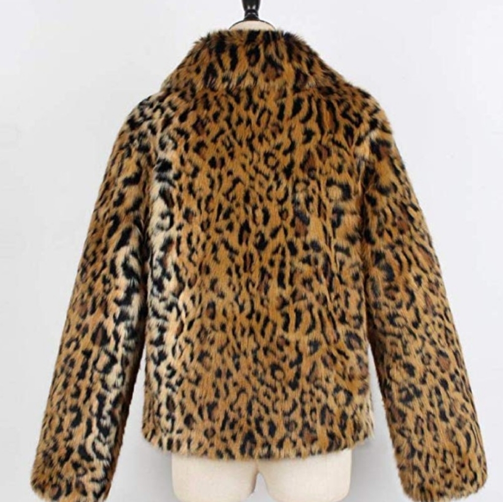 New Leopard Print Faux Fur Jacket - Picture 6 of 8